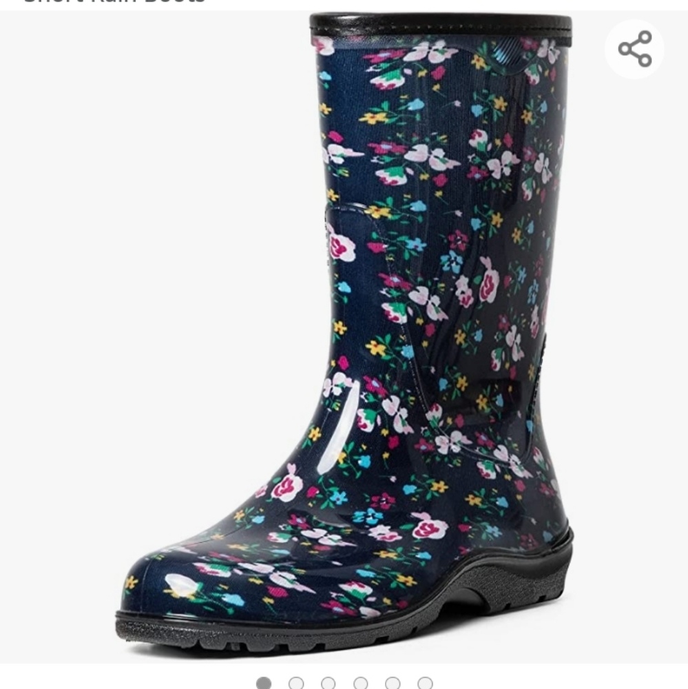 KomForme Women's Waterproof Rain Boots - Colorful Printed Mid-Calf Garden Shoes